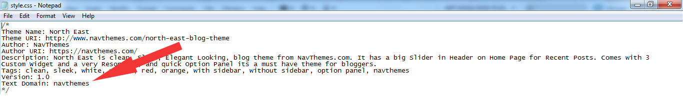 text domain navthemes