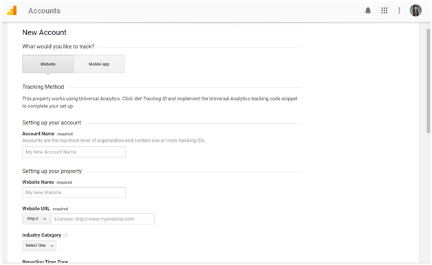 set up a New Google Analytics Account