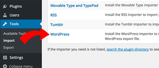 import wordpress