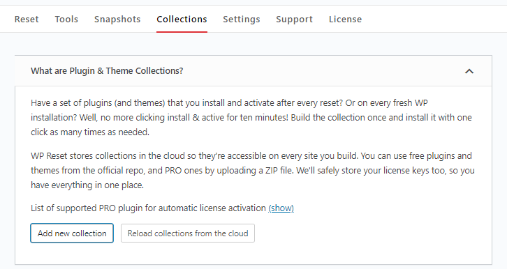 Plugin collections feature