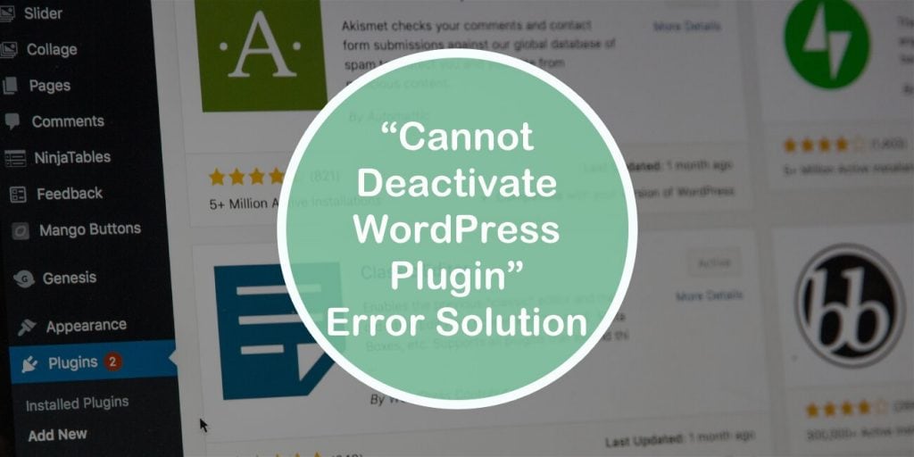 How to fix the “Cannot Deactivate WordPress Plugin” Error