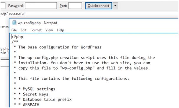 WP config file opening line