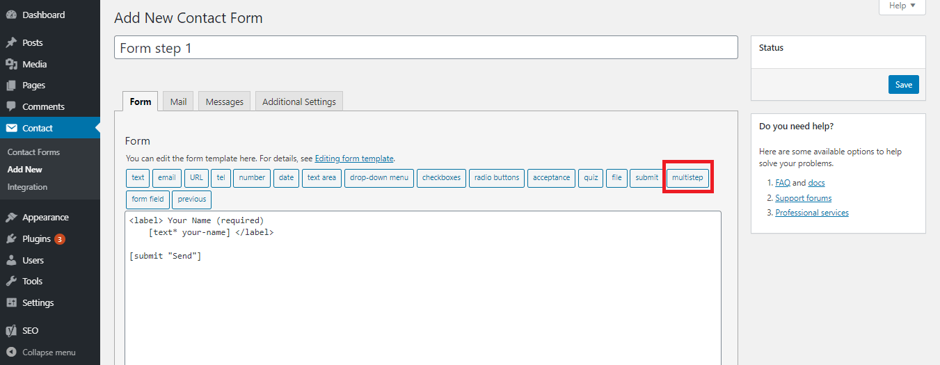 Multi-step shortcode