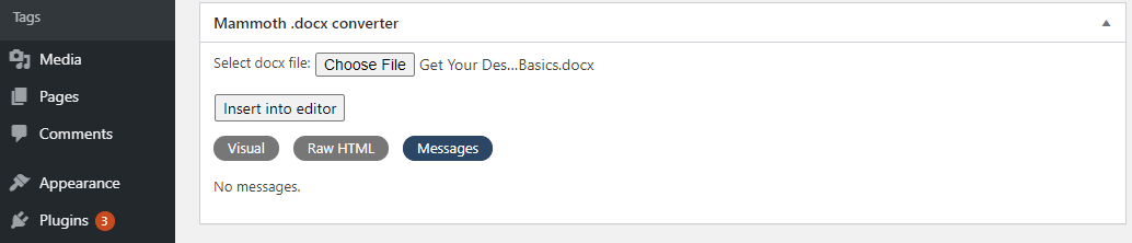 Messages option