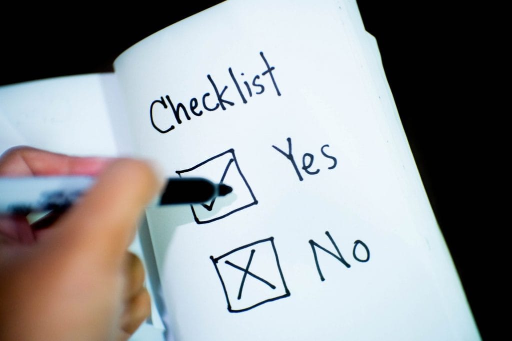 Yes or no checklist