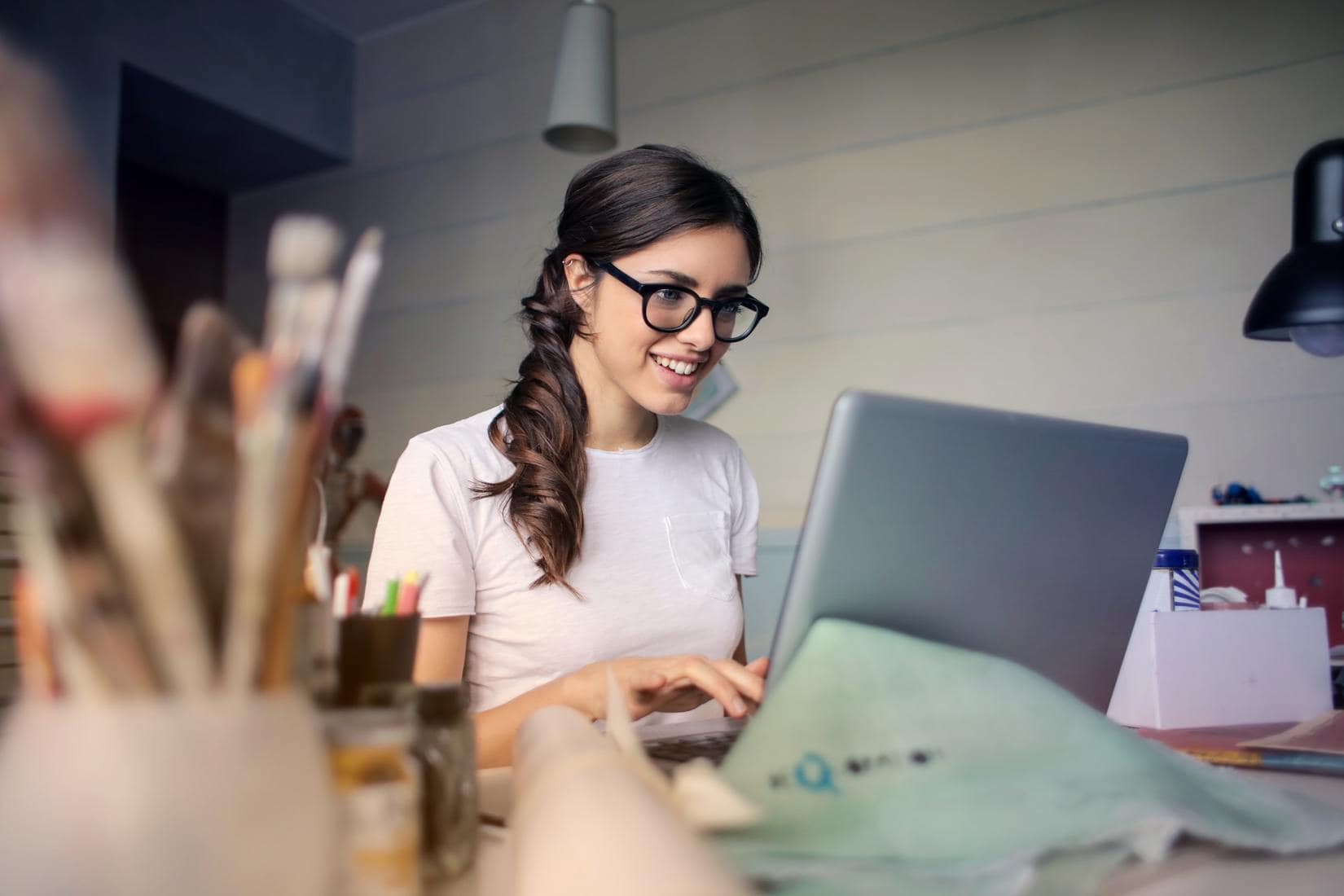 Woman using her laptop