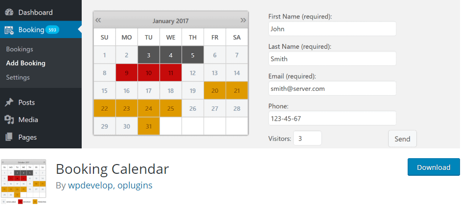 Booking calendar
