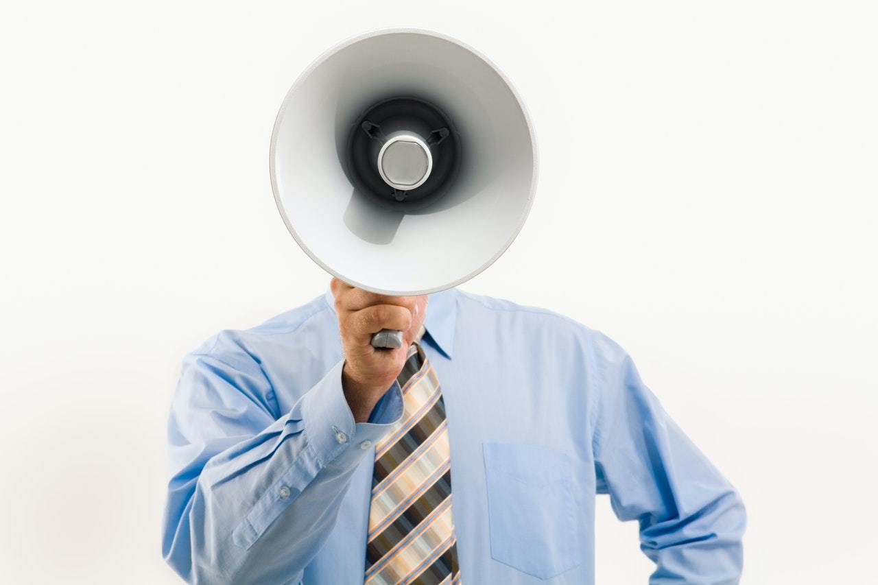 Man with megaphone in hand 