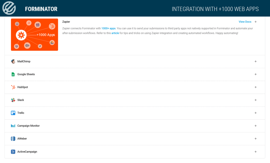 Forminator integrations