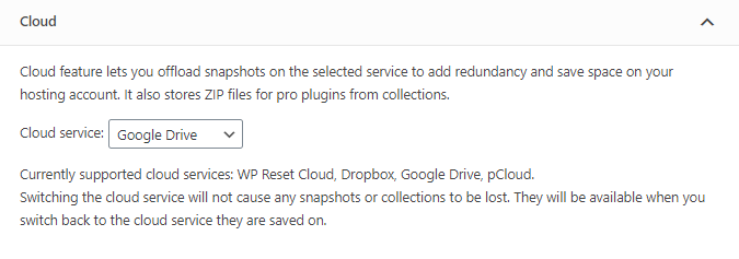 WP Reset cloud