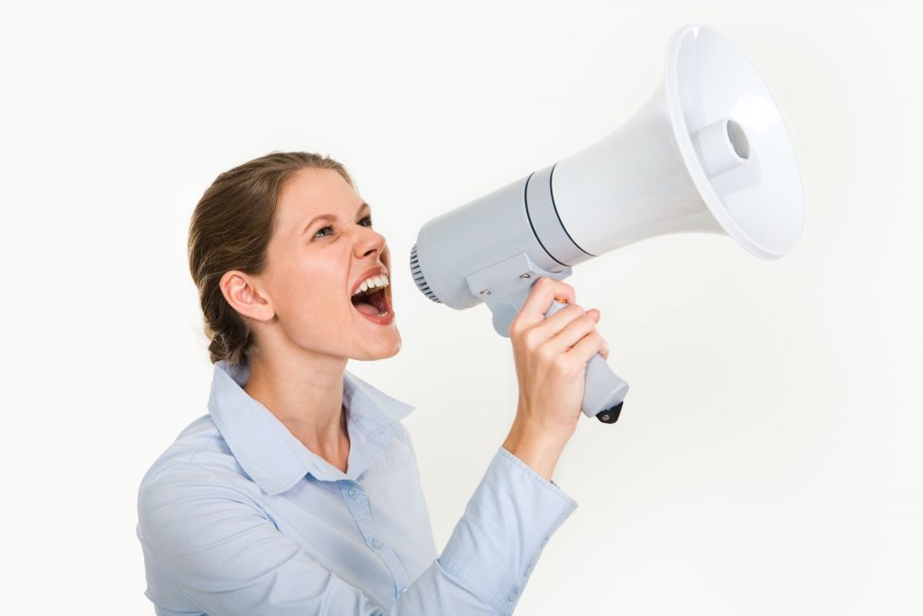 Woman holding megaphone