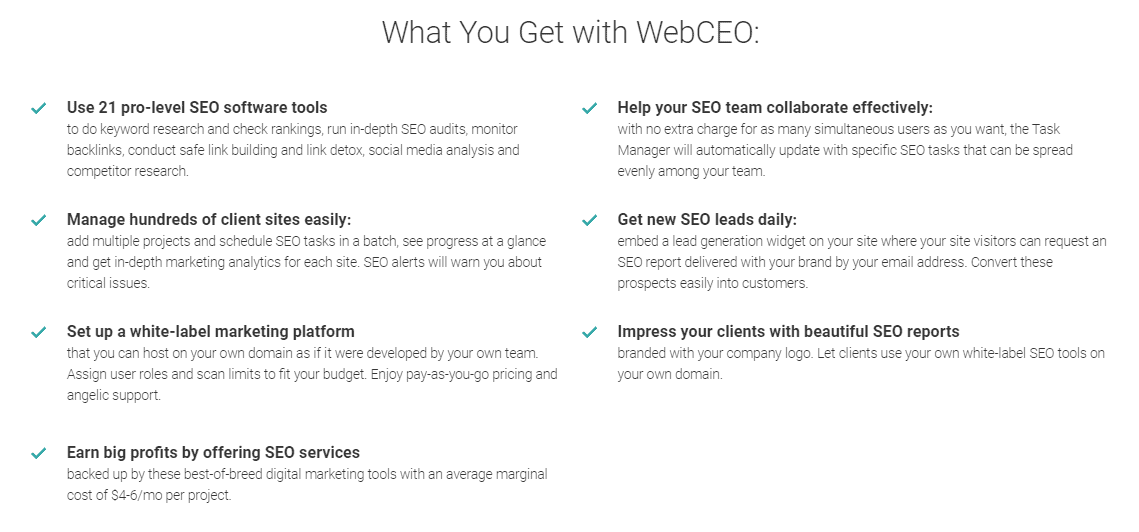 WebCEO features overview