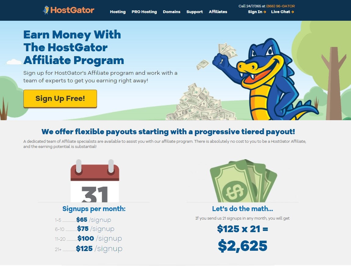 HostGator landing page