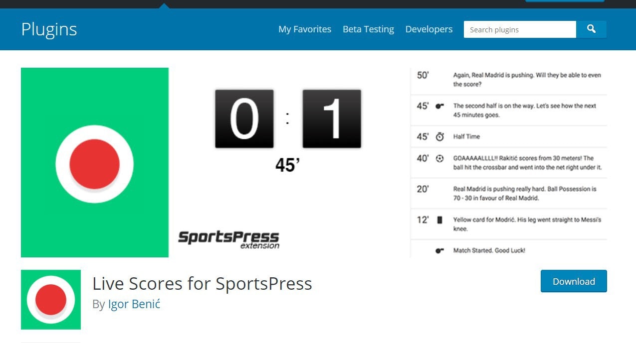 Live Scores plugin