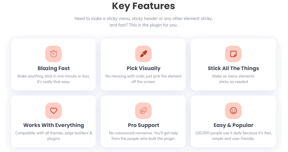 WP Sticky Pro features