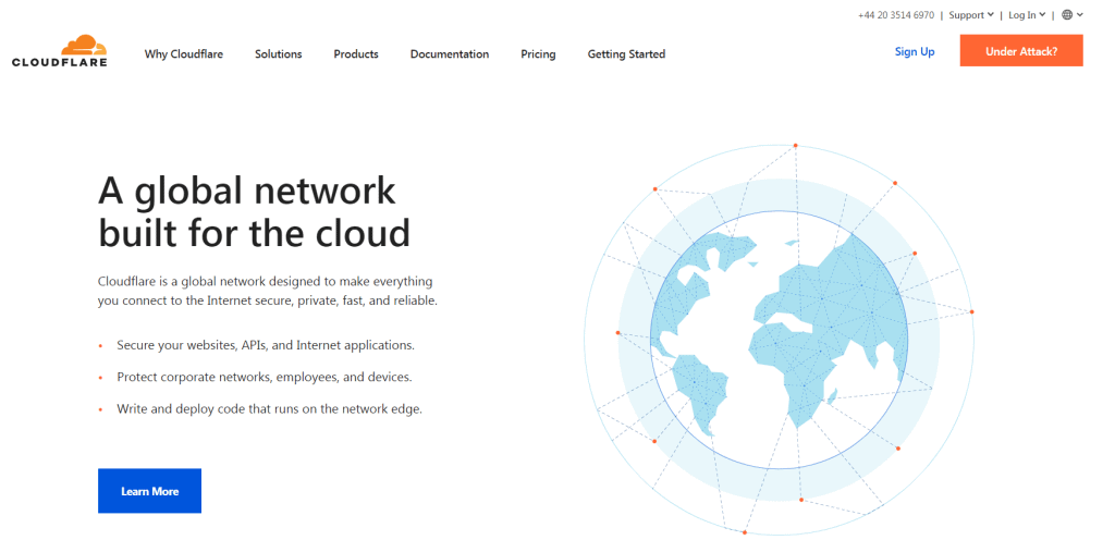 Cloudflare homepage