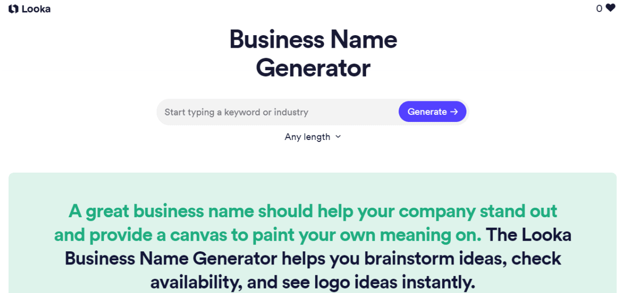 Looka Name Generator