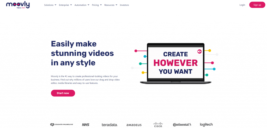 Moovly homepage