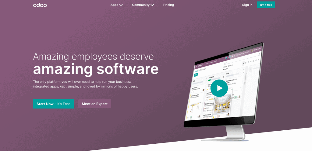 Odoo homepage