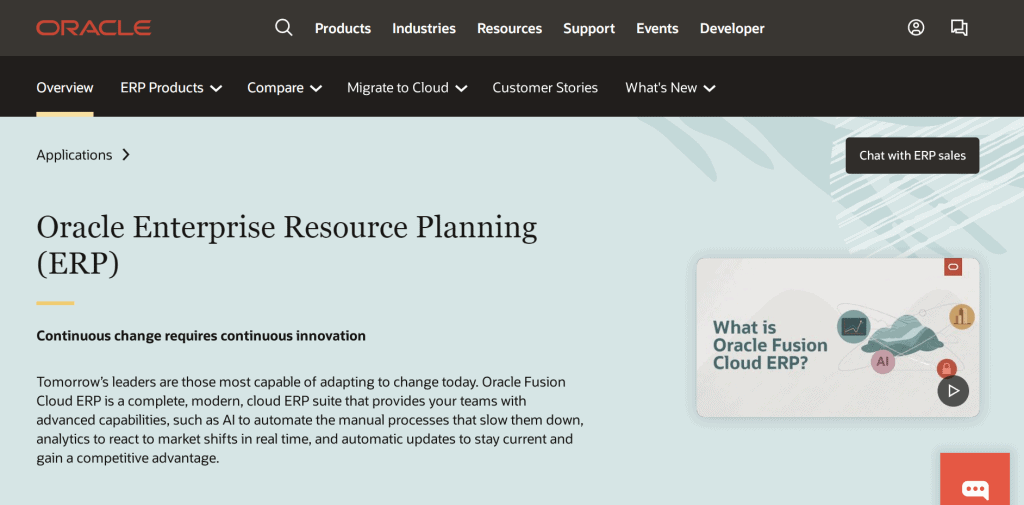 Oracle homepage