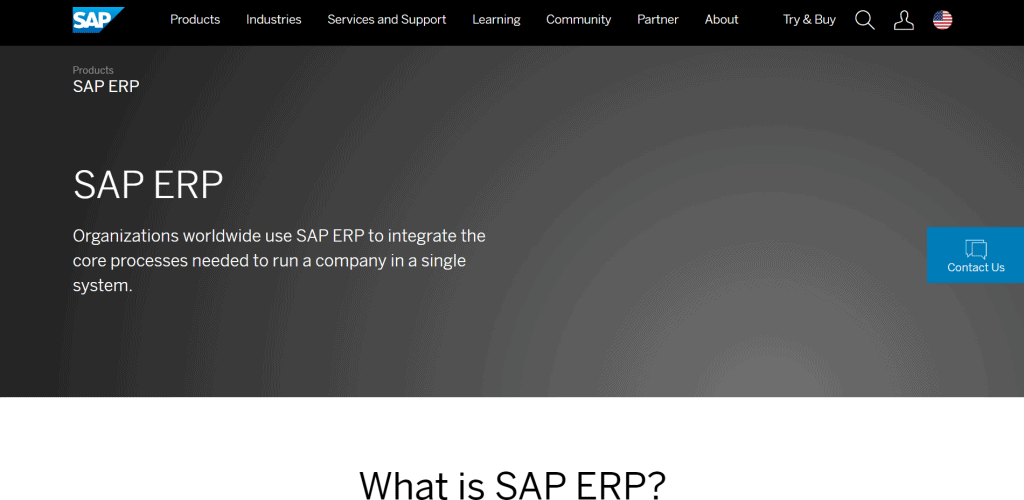 SAP ERP homepage
