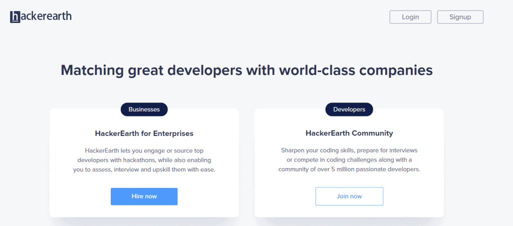 HackerEarth homepage