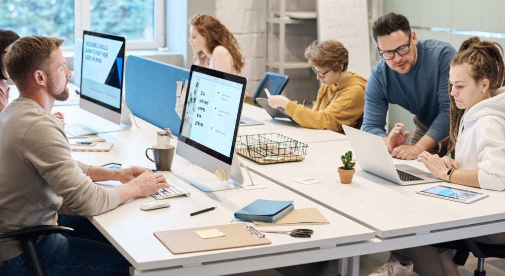 People working in front of the computer