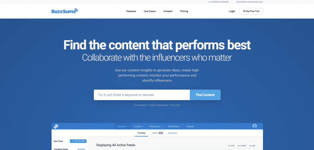 BuzzSumo homepage