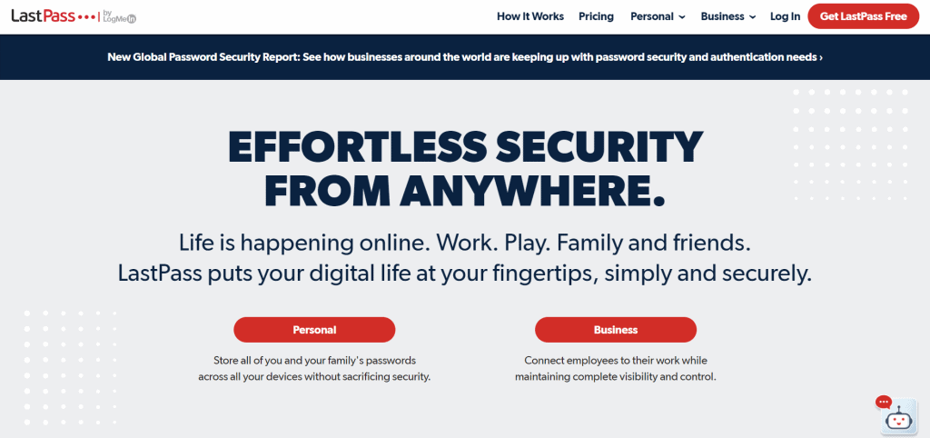 LastPass homepage