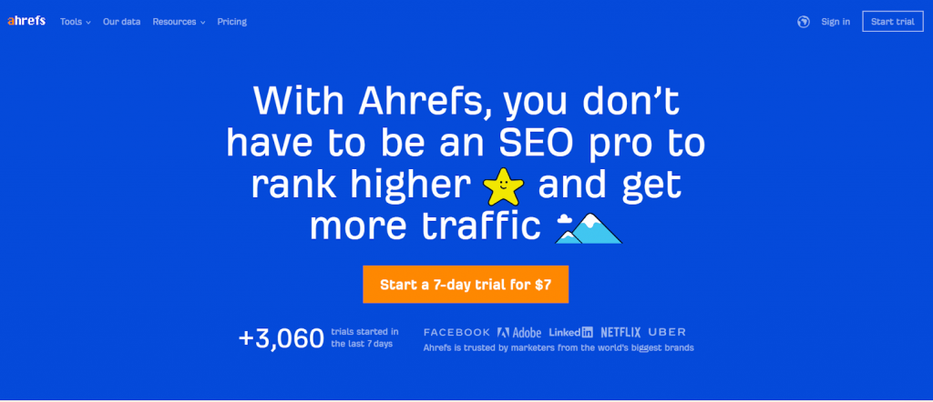 Ahrefs homepage