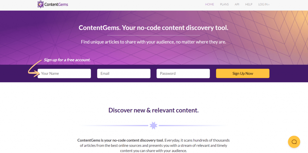 ContentGems homepage