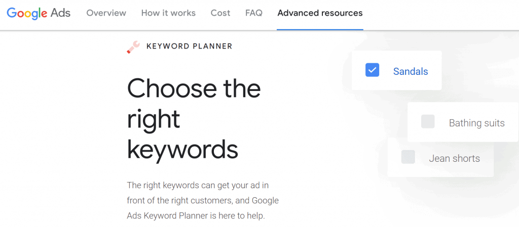Google AdWords Keyword Planner website