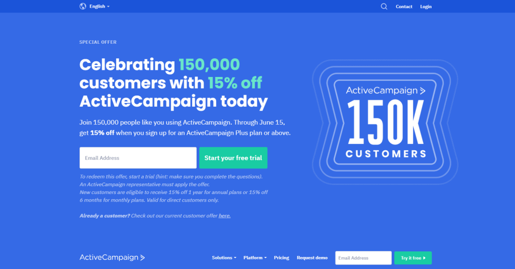 ActiveCampaign homepage