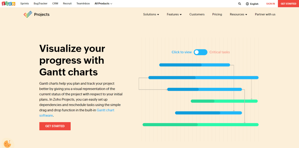 Zoho Project homepage