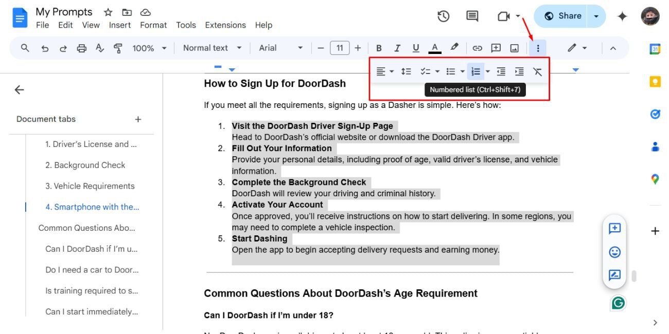 How to Add Bullet Points in Google Docs