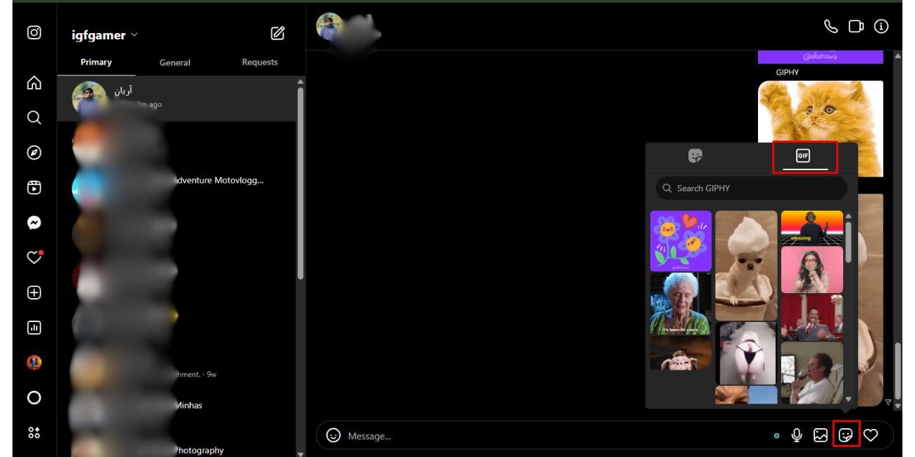 How to send GIFs on Instagram desktop