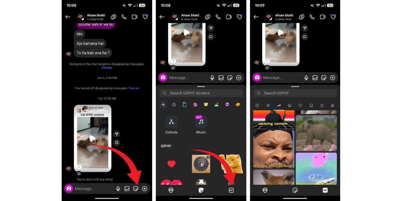 How to send a GIF in Instagram DMs (mobile)