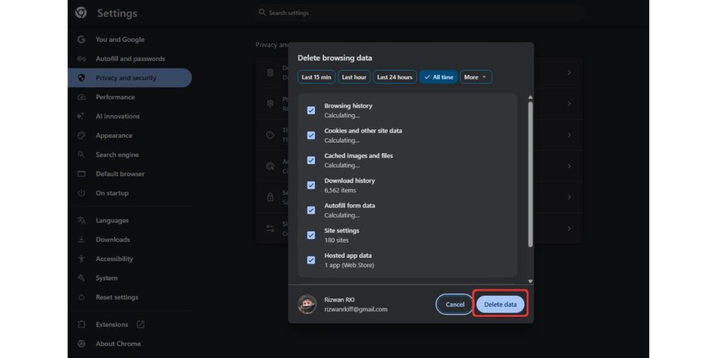 Clear Browser Cache and Cookies
