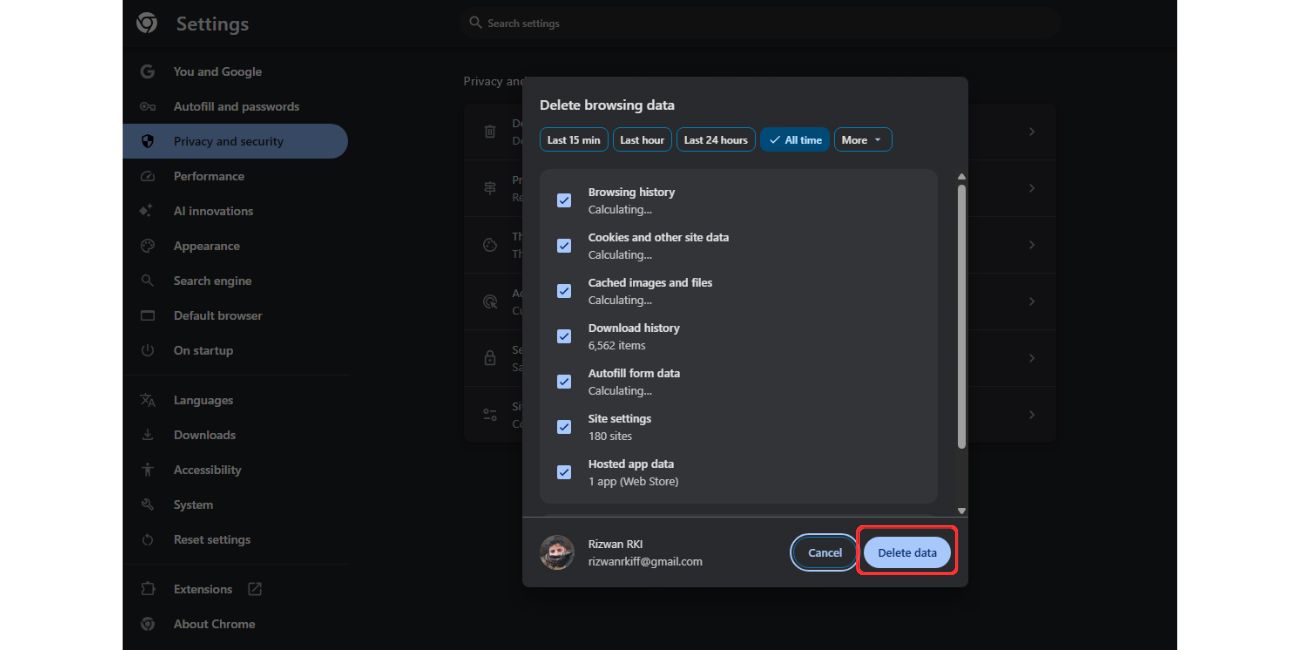 Clear Browser Cache and Cookies
