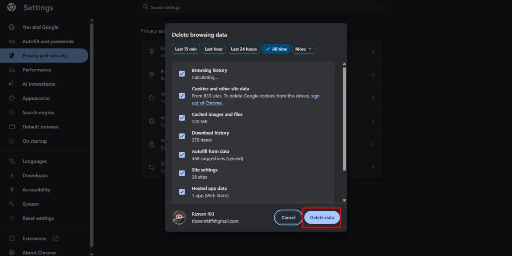 Clear Browser Cache and Cookies
