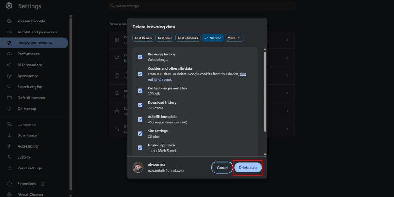 Clear Browser Cache and Cookies